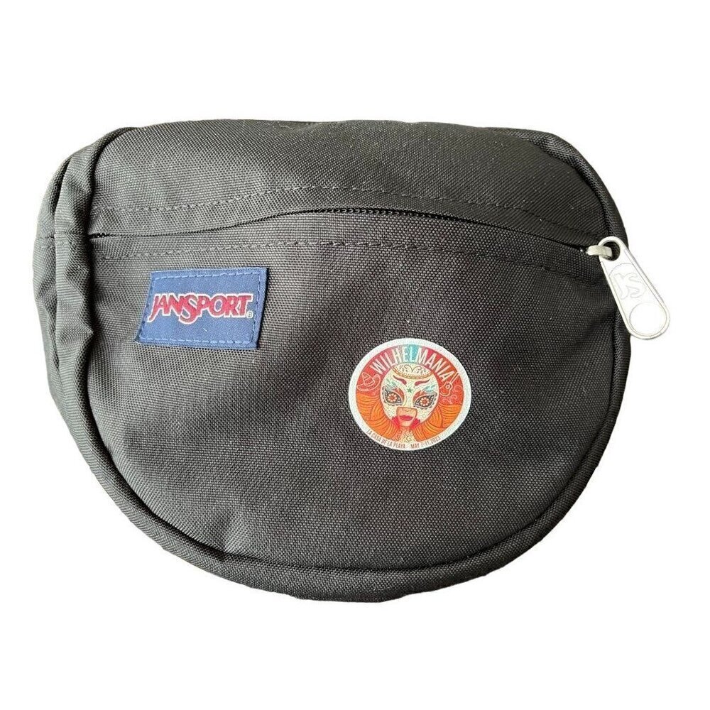 Jansport Bag Fanny Pack Black Nylon Crossbody Neutral Preppy Wilhelmania Retro